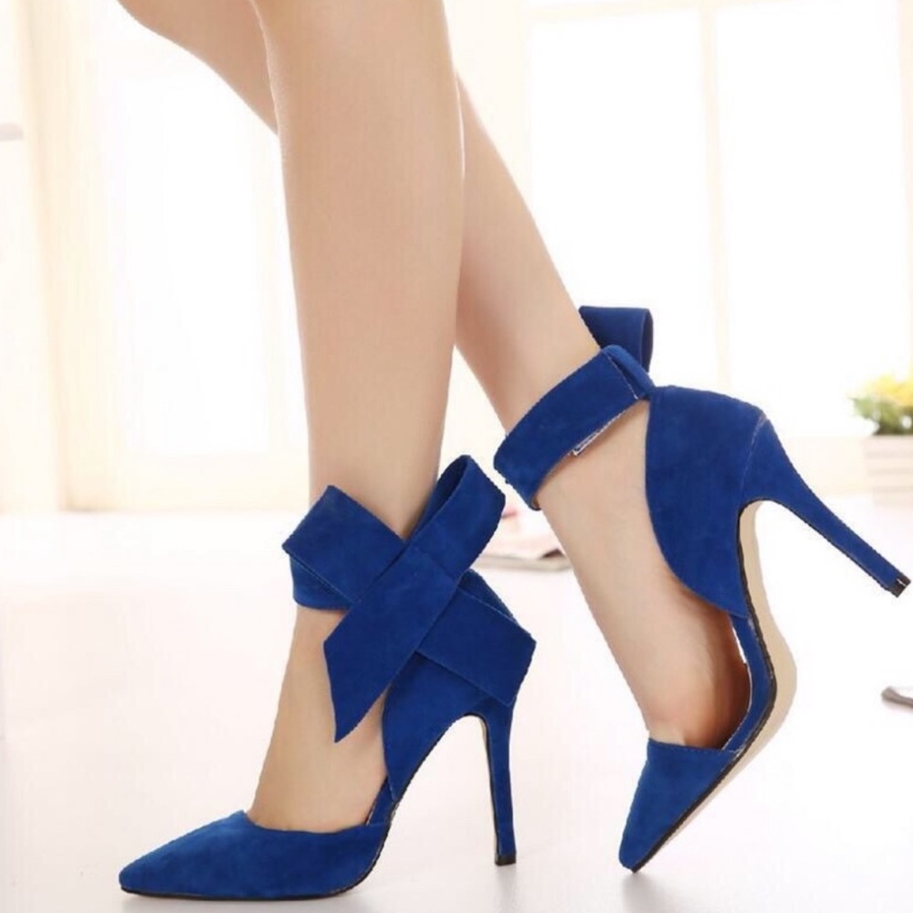 Bow Tie Blue High Heels